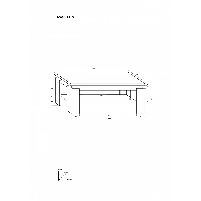 Žurnālgalds "BETA" 120x48x60