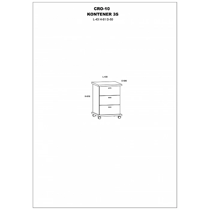 Naktsskapītis "CROSS" 43x61x50