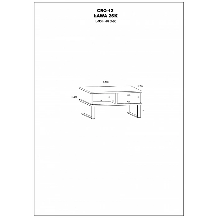 Žurnālgalds "CROSS" 90x46x90