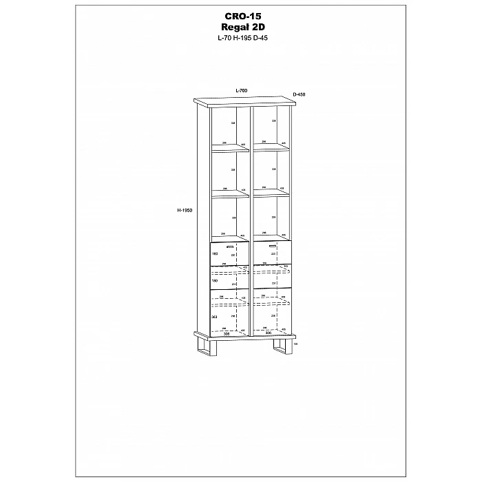 Plaukts "CROSS" 70x195x45