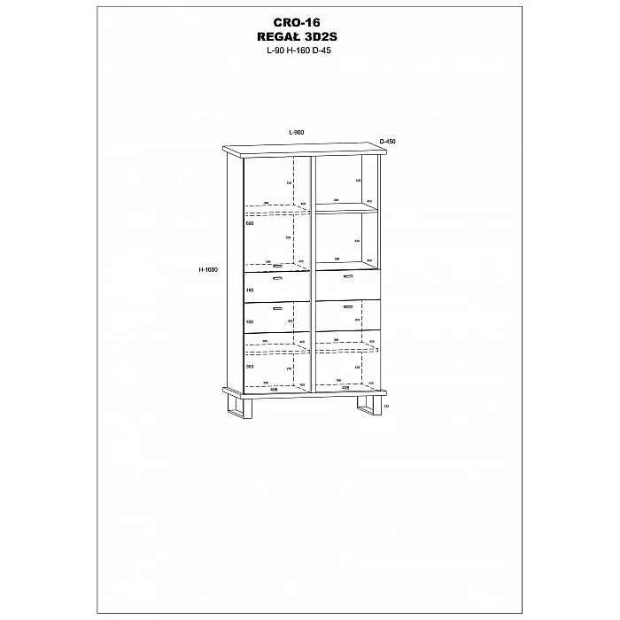 Plaukts "CROSS" 90x160x45