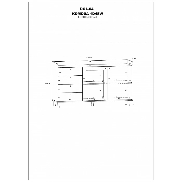 Kumode "DOLCE" (glancēts) 160x91x46
