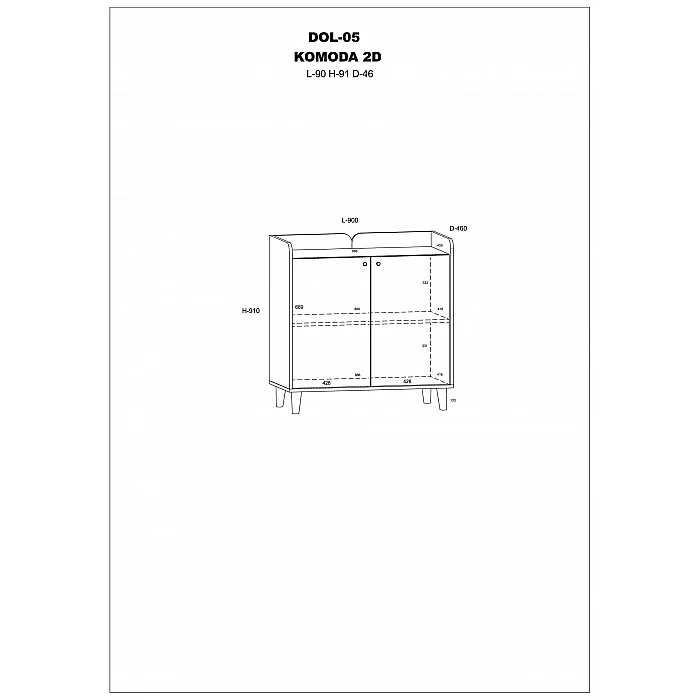 Kumode "DOLCE" (glancēts) 90x91x46