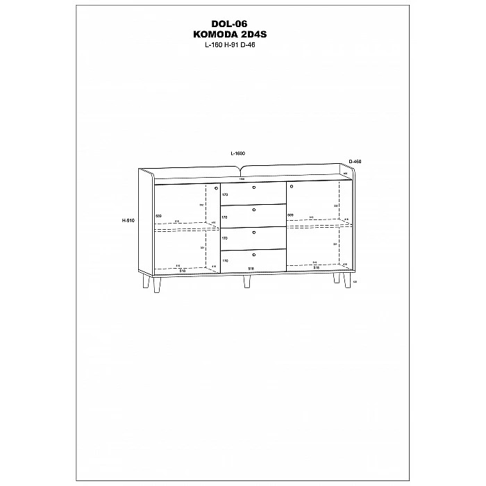 Kumode "DOLCE" (glancēts) 160x91x46