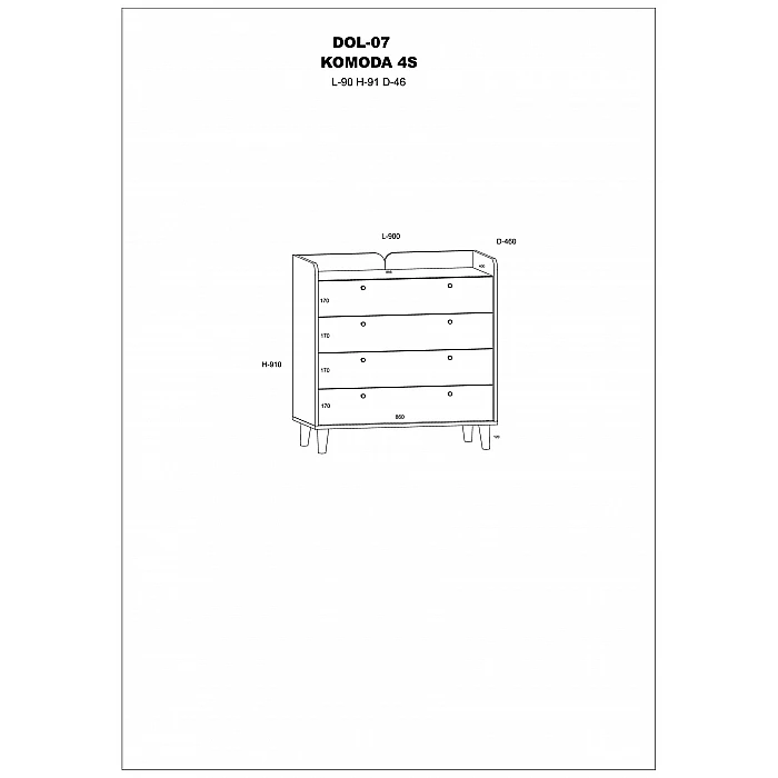 Kumode "DOLCE" (glancēts) 90x91x46