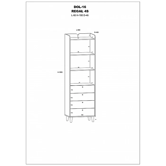 Plaukts "DOLCE" (glancēts) 60x195x46