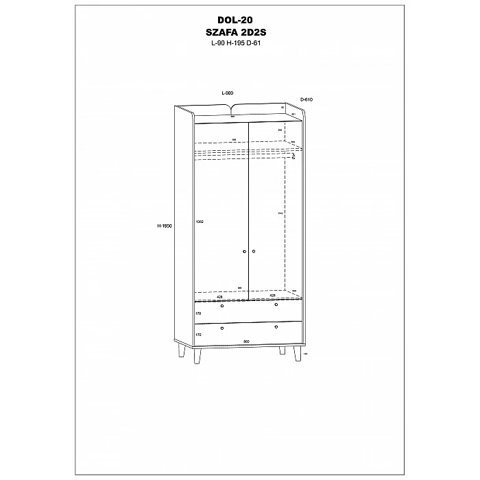 DOLCE Wardrobe (Gloss) 90×195×61 cm