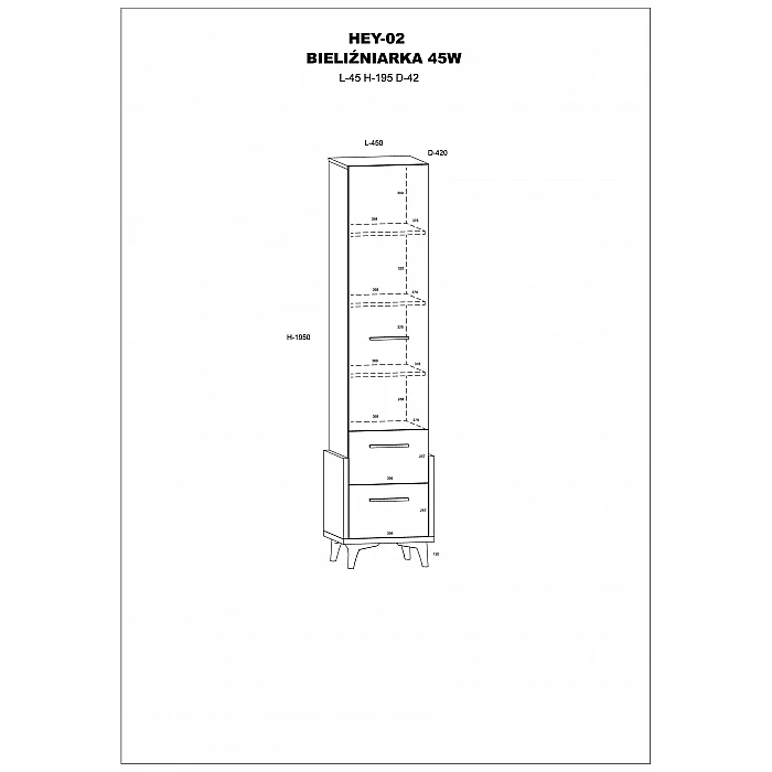 Plaukts "HEY" 45x195x42