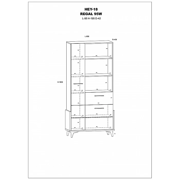 Plaukts "HEY" 95x195x42