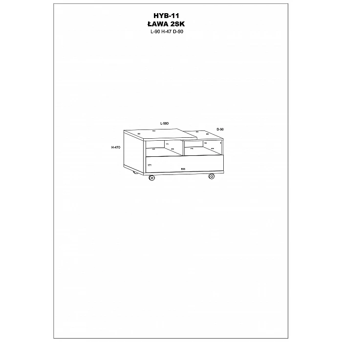 Журнальный стол «HYBRID» 90x47x90