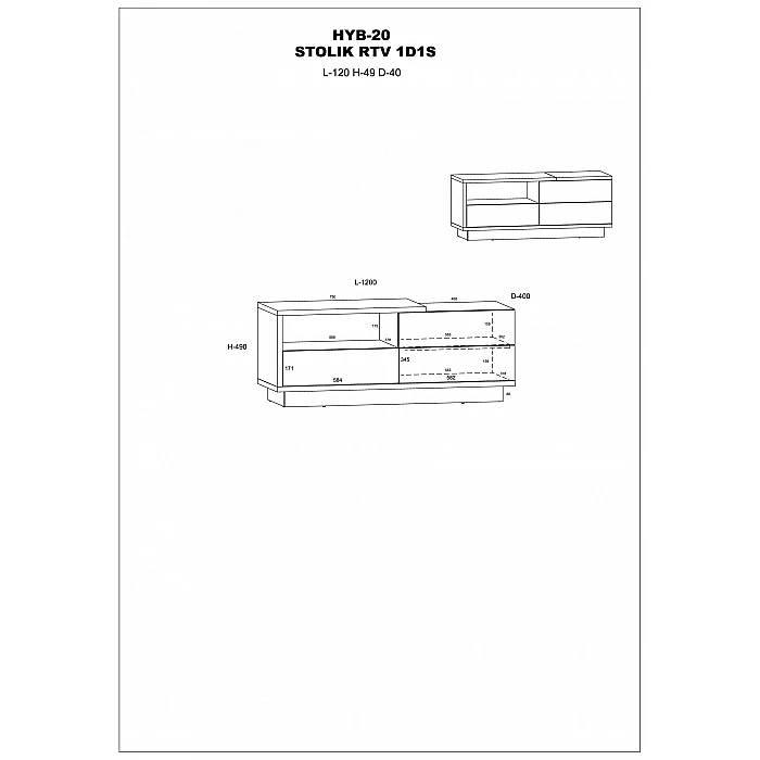 TV galds "HYBRID" 120x49x40