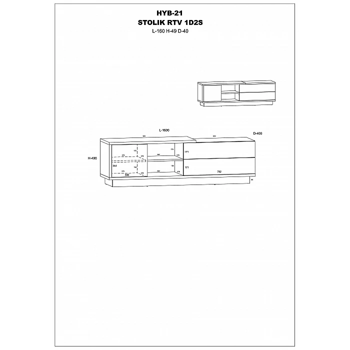 TV galds "HYBRID" 160x49x40
