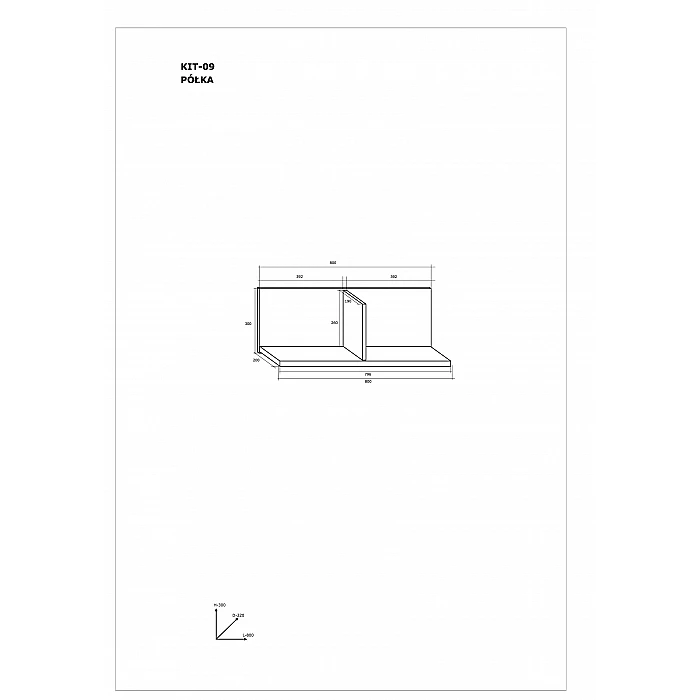 Piekarināms plaukts "KITTY" 80x30x20