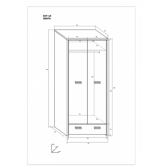 Skapis "KITTY" 80.2x190x55.2