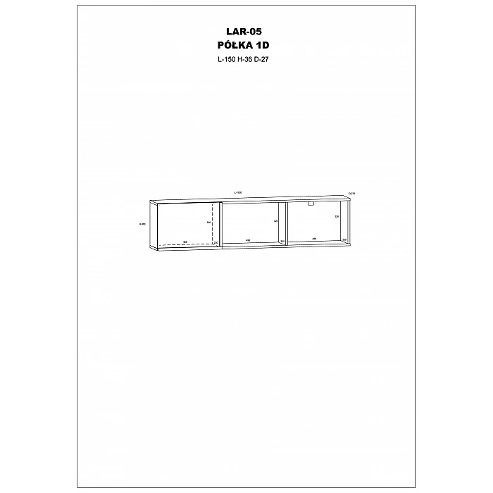 Piekarināms plaukts "LARS" 150x36x27