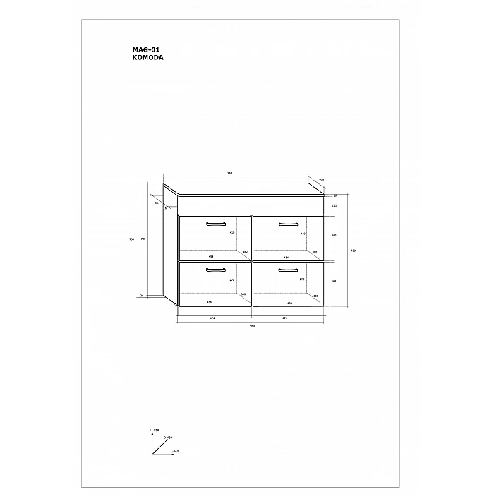 Kumode "MAGIC" (glancēts) 96x75x40