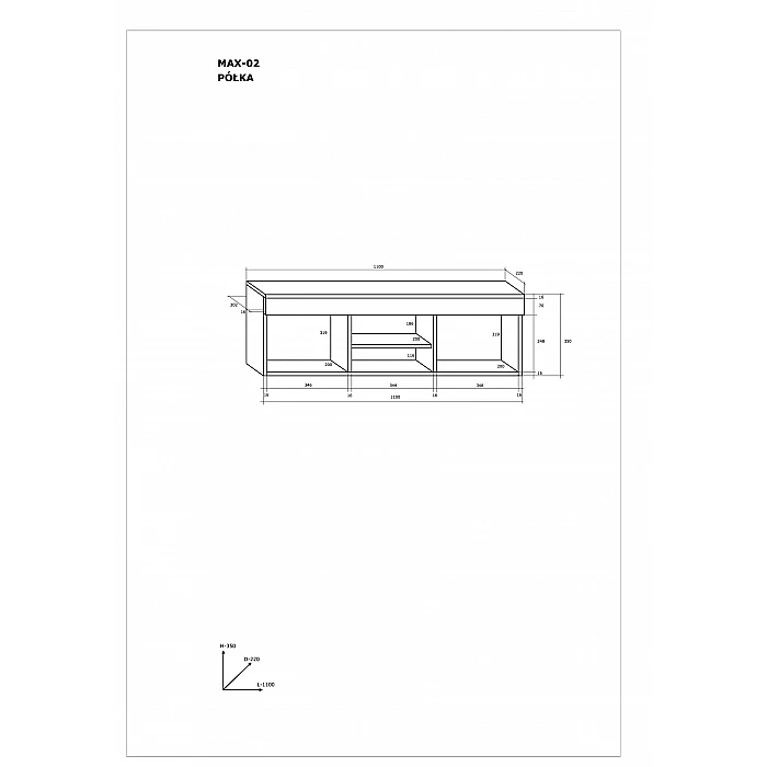 Piekarināms plaukts "MAX" 110x35x22