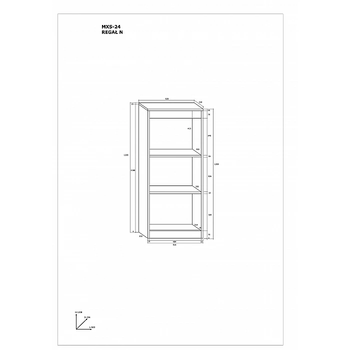 Plaukts "MAXIMUS" 52x120.8x33.4