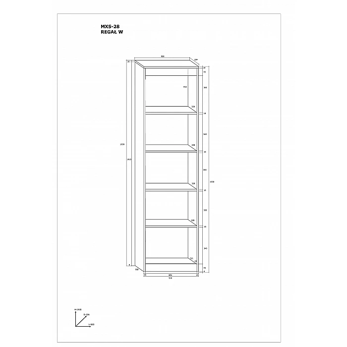 Plaukts "MAXIMUS" 52x193x33.4