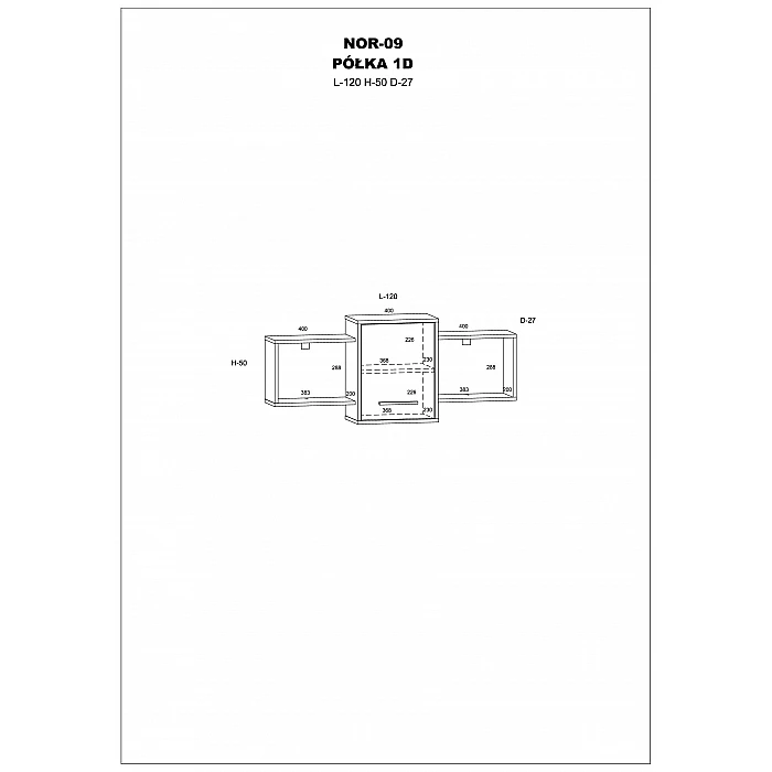 Piekarnāms plaukts "NORDIS" 120X50X27