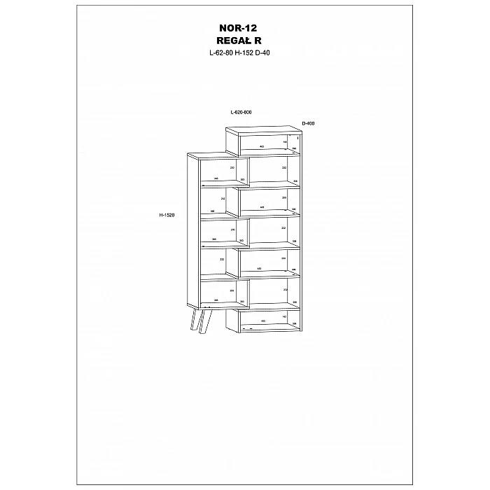 Plaukts "NORDIS" 80X152X40