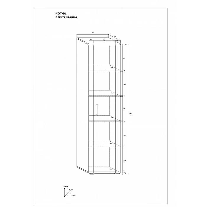 Plaukts "NOTTI" 50.2x205x54