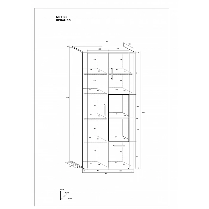 Plaukts "NOTTI" 80.2x185x46