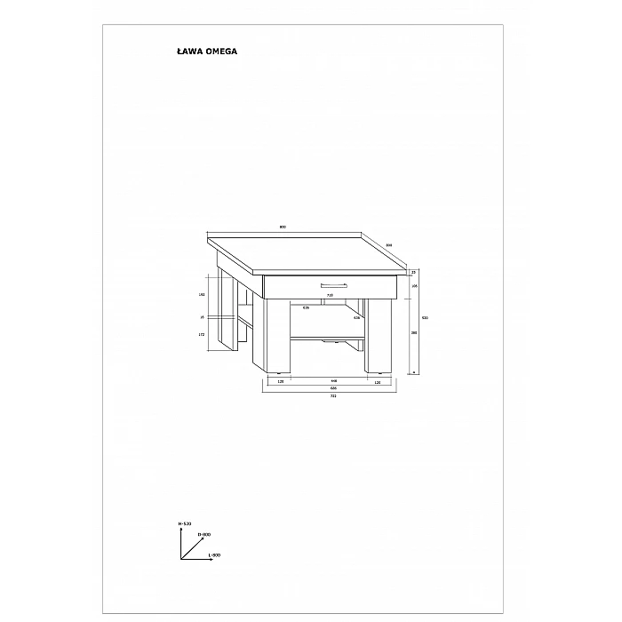 Žurnālgalds "OMEGA" (glancēts) 80x52x80