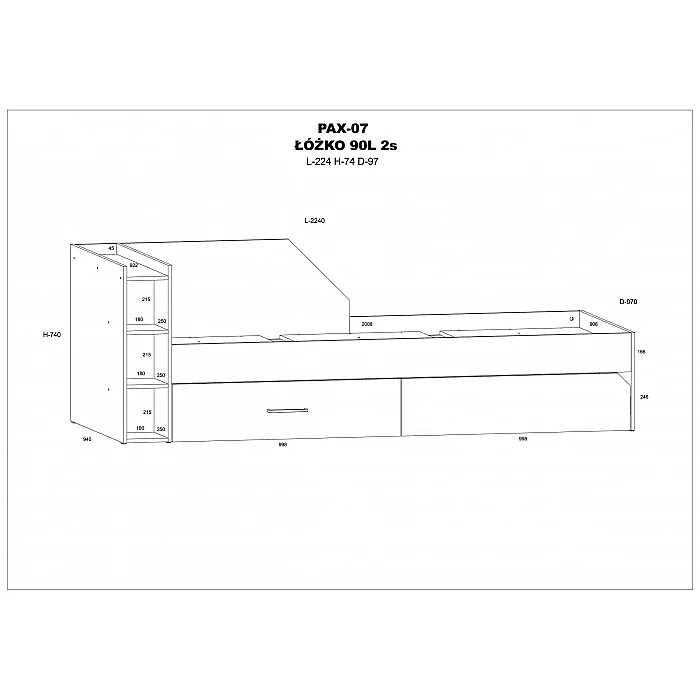 Gulta "PAX" 224x74x97