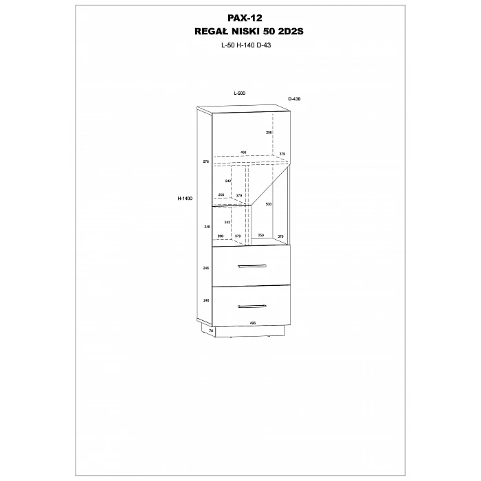 Plaukts "PAX" 50x140x43