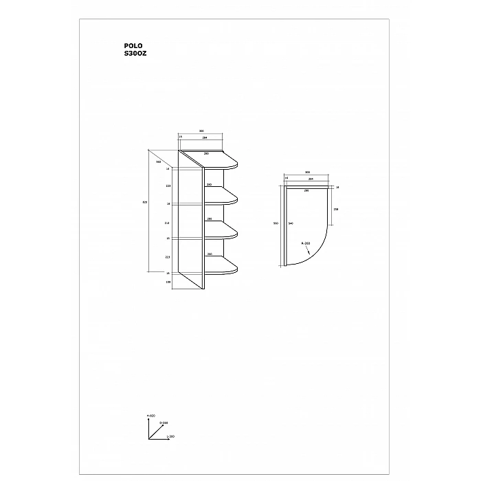 Virtves skapītis "POLO" 30x82x56