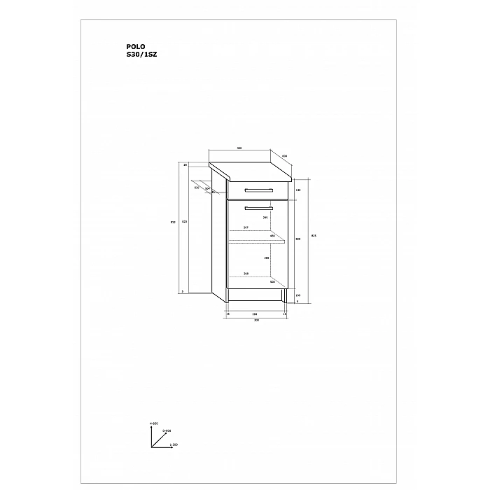 Virtves skapītis "POLO" 30x82.5x30