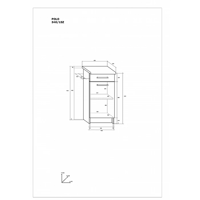 Virtves skapītis "POLO" 40x82.5x60