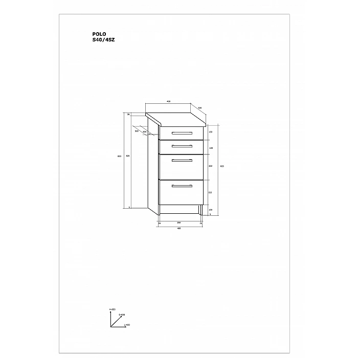 Virtves skapītis "POLO" 40x82.5x60