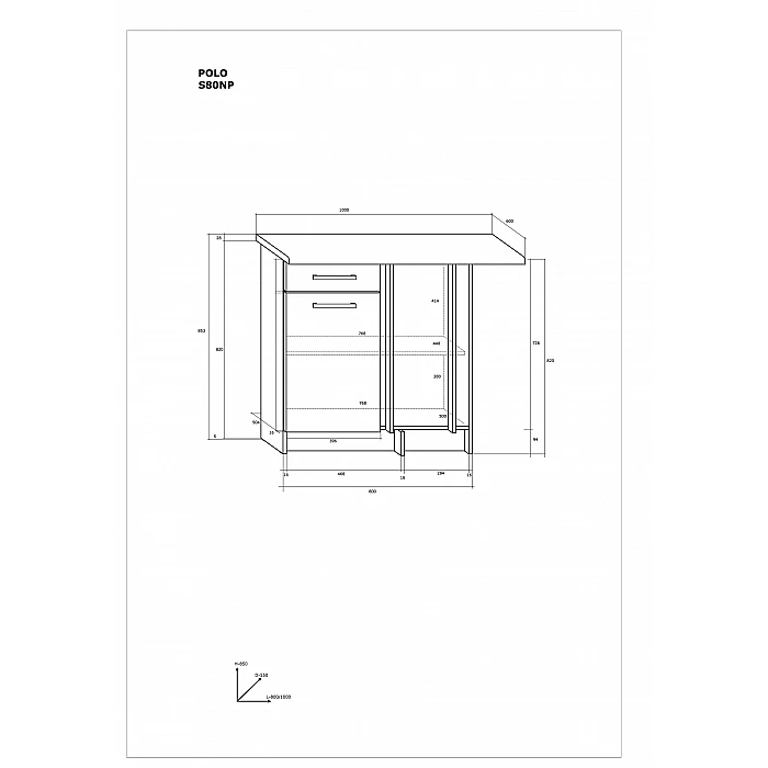 Virtves skapītis "POLO" 100x85.3x60
