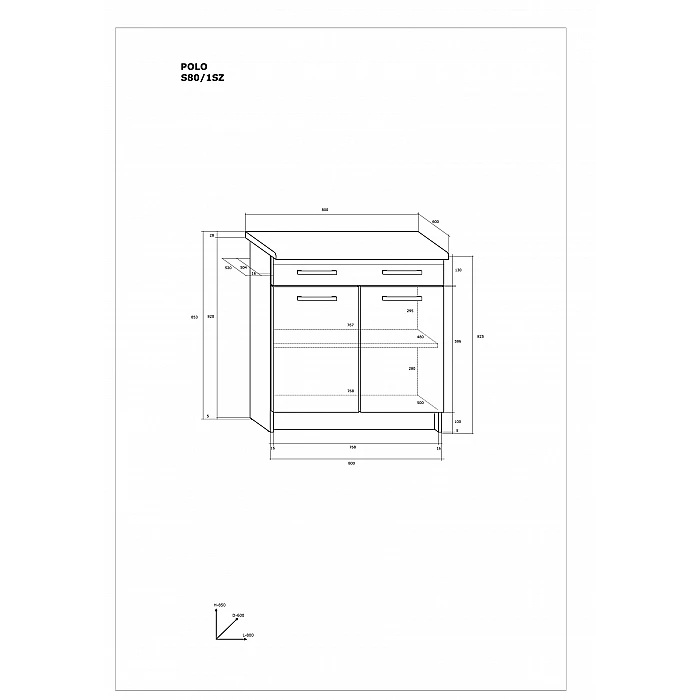 Virtves skapītis "POLO" 80x82.5x60