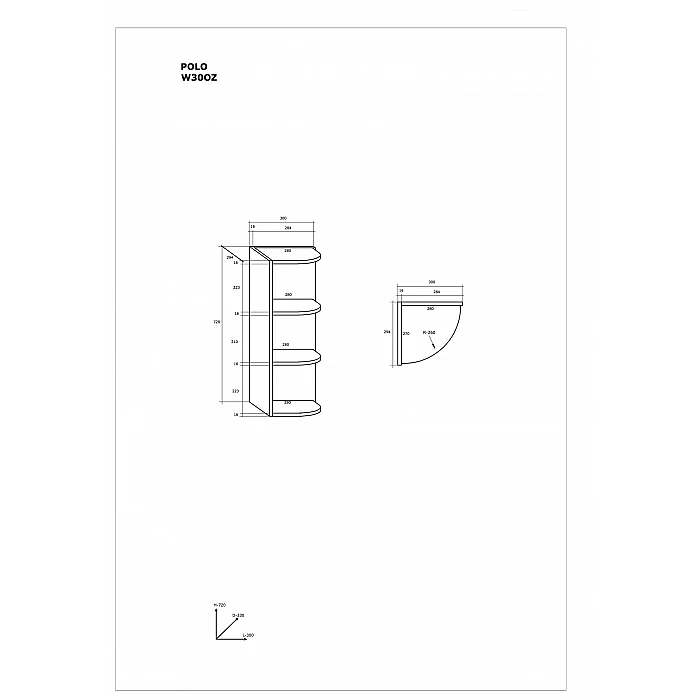 Virtves skapītis "POLO" 30x72x39.4