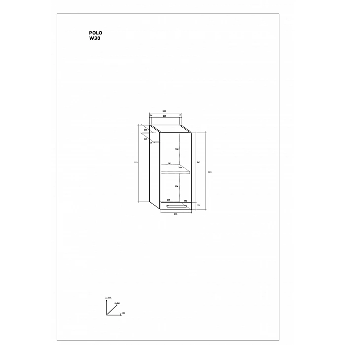 Virtves skapītis "POLO" 30x72x31.1
