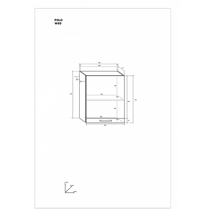 Virtves skapītis "POLO" 60x72x31.1