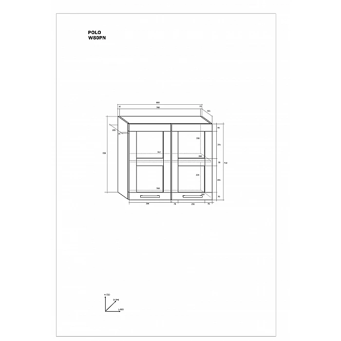 Virtves skapītis "POLO" 80x72x31.1