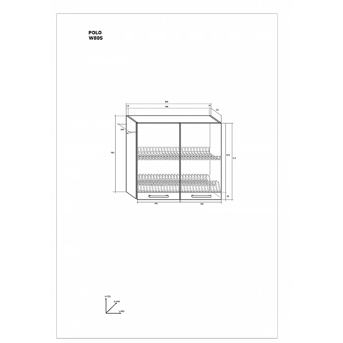 Virtves skapītis "POLO" 80x72x31.1