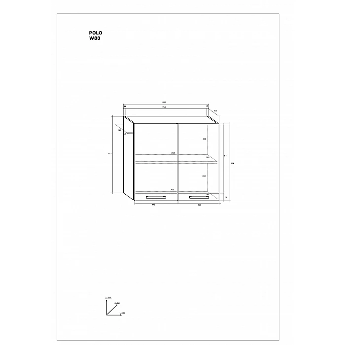 Virtves skapītis "POLO" 80x72x31.1