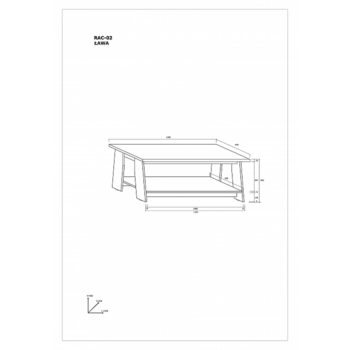 Журнальный стол RACK 120x50x60