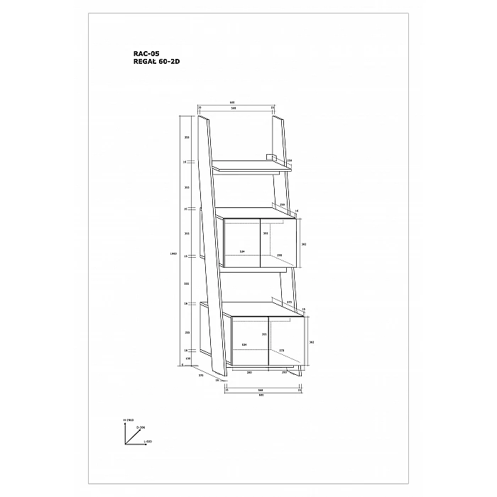 Plaukts "RACK" 60x196x37