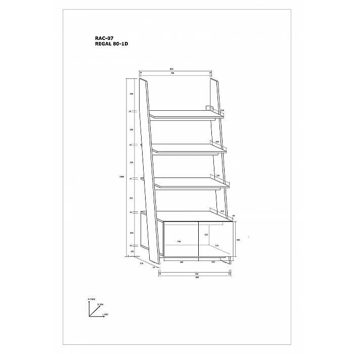 Plaukts "RACK" 80x196x37