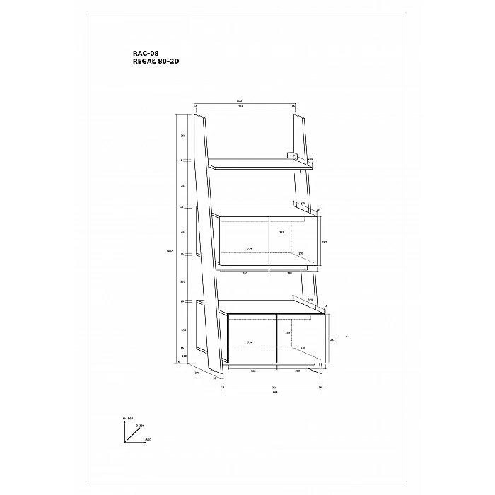 Plaukts "RACK" 80x196x37