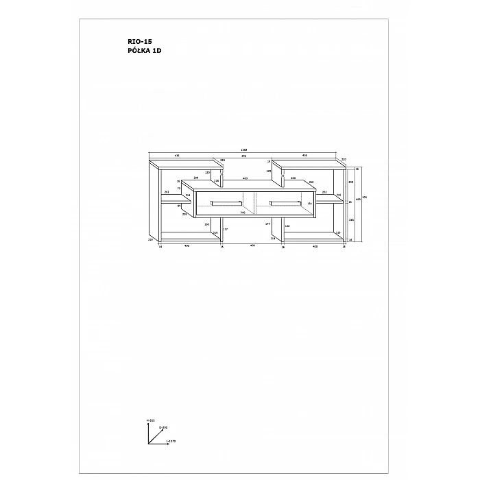 Piekarināms plaukts "RIO" 126.8x50.5x22