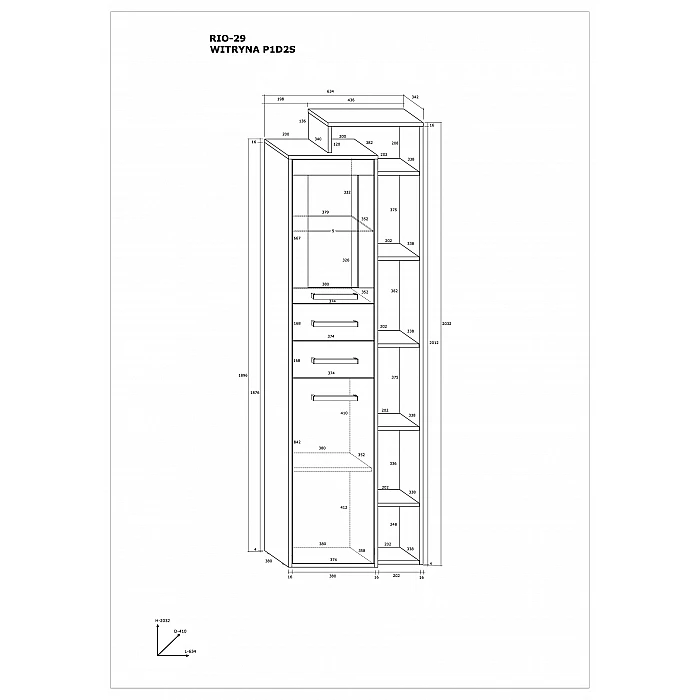 Vitrīna "RIO" 63.4x203.2x38.2