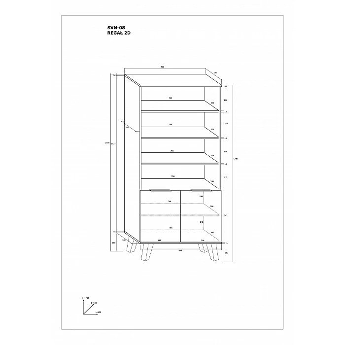 Plaukts "SVEN" (glancēts) 80x173.9x38