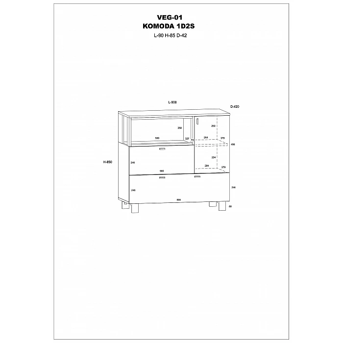 VEGAS Chest of Drawers 90x85x42 cm